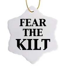 3dRose "Fear The Kilt" Scottish Irish Snowflake Ornament Porcelain 3-Inch