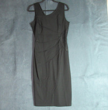 Dilanni Dress Womens Large Black Bodycon Sleeveless Ruched Sexy Midi Evening NWT