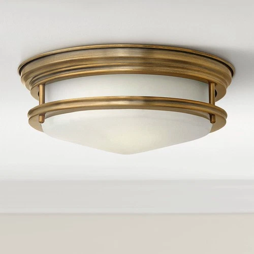Hinkley Hadley 12" Wide Brushed Bronze Opal Ceiling Light - Picture 1 of 5
