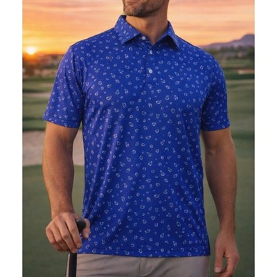 Collars and Co Mens L Featherweight Flex Polo Golf Shirt Tequila Shot Agave Lime