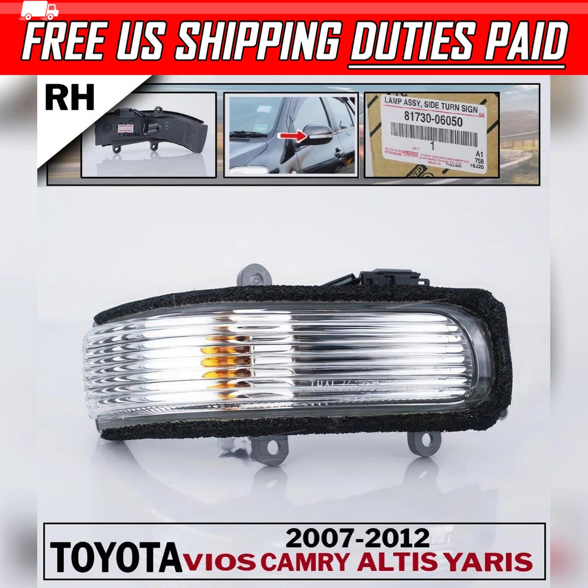 FITS TOYOTA YARIS VIOS COROLLA 07-12 SIDE MIRROR TURN SIGNAL LAMP