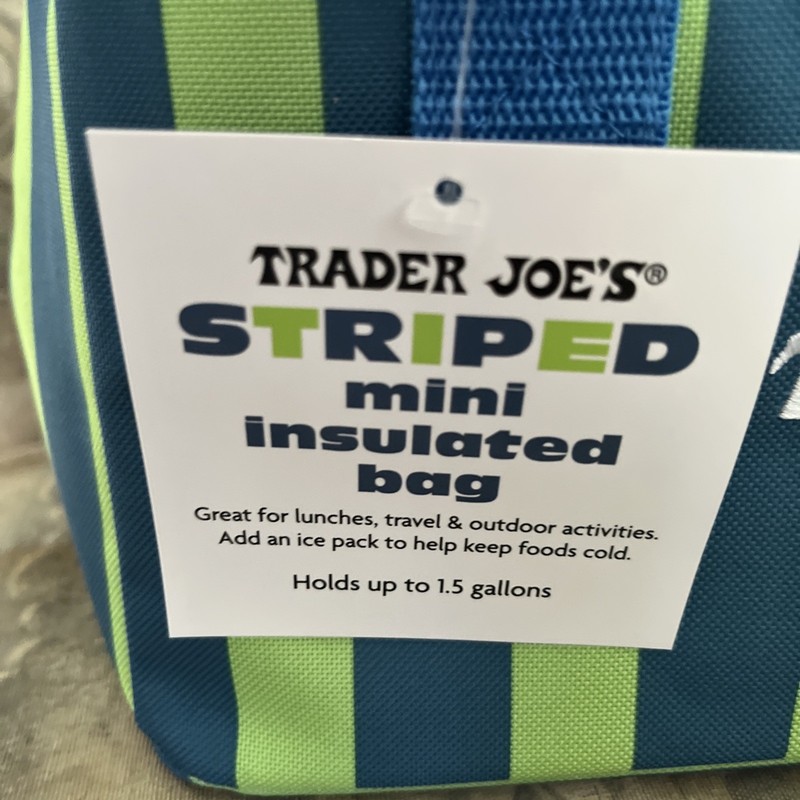 trader joes mini insulated tote bag, Blue Stripes