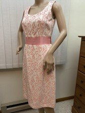 Ann Taylor Size 2  Pink Brocade Sheath dress Grosgrain Bow Cocktail Party