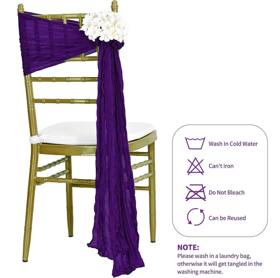 MDS Pack of 50 PCS Cheesecloth Chair Sashes 17”x70” Gauze Rustic Aisle Decora... - Image 3 of 4
