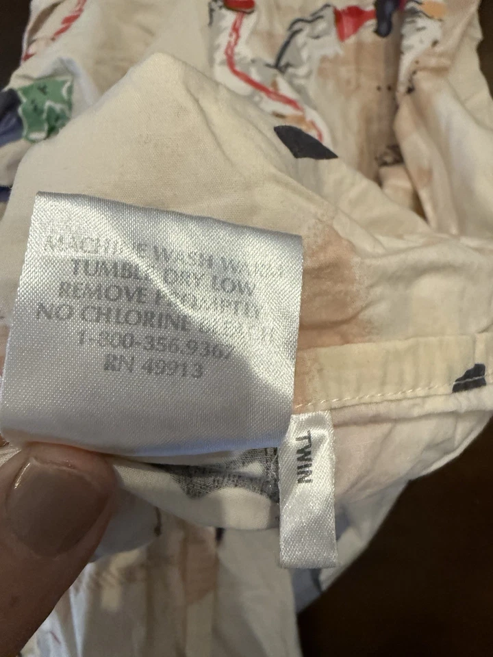 THE COMPANY STORE~Vintage Sports Theme~Flat TWIN Cotton Sheets~EUC - Imagem 2 de 4