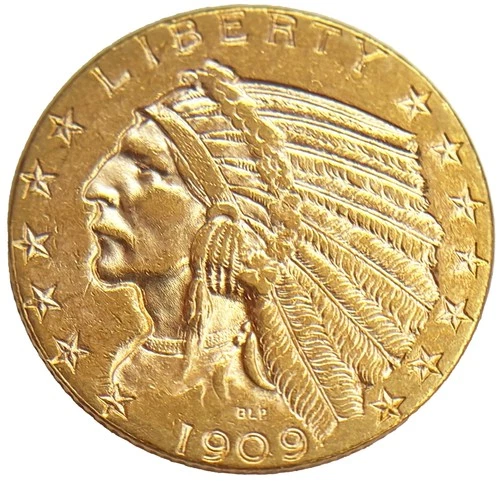 1909 D GOLD UNITED STATES $5 DOLLAR INDIAN HEAD HALF EAGLE CIRC COIN DENVER MINT