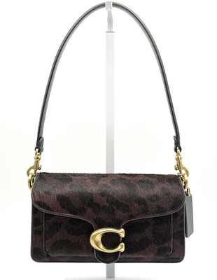 Coach Tabby 20 Leopard Haircalf Shoulder Bag Black Leather Gold C Logo