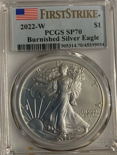 2022-W FIRST STRIKE SILVER AMERICAN EAGLE BURNISHED :: PCGS SP-70 ::