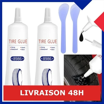Colle Vulcanisante Pneu 120ml Kit Réparation Voiture/Moto/Vélo - Photo 1/4