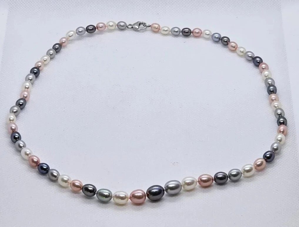 Honora Pearl Necklace Pink White Gray And Dark Gray Iridescent 20 Inches