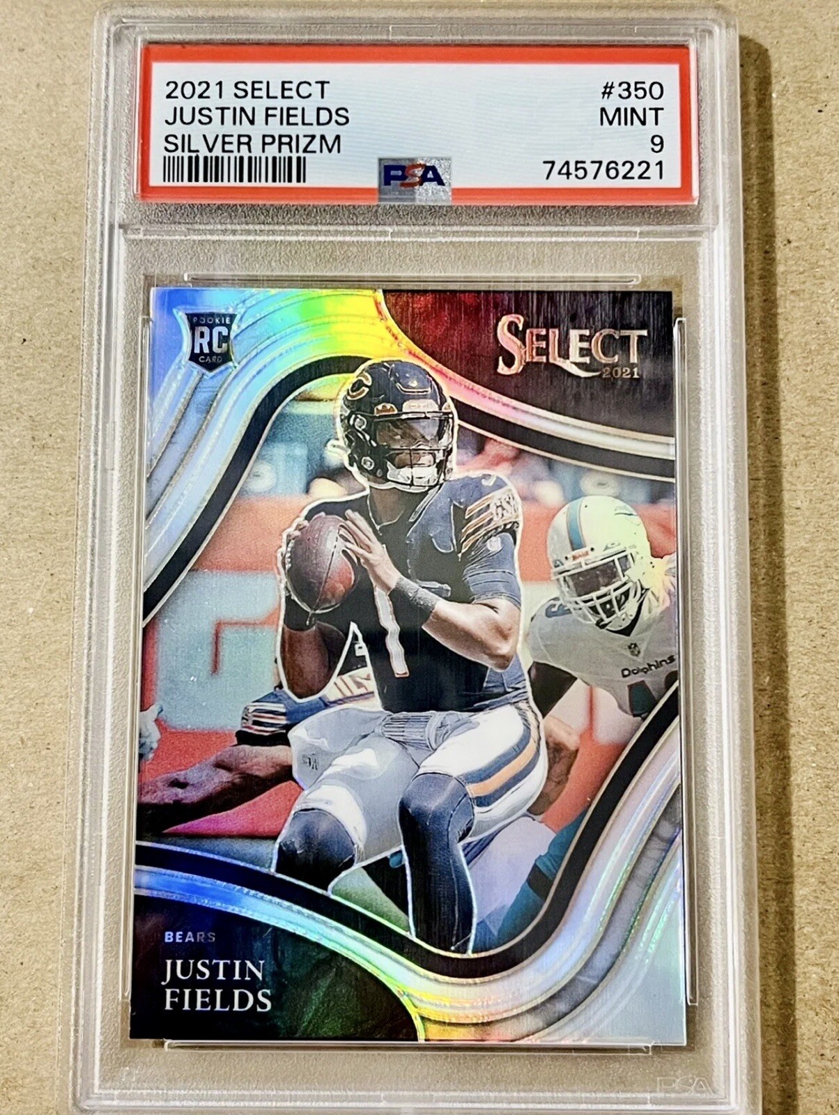 Justin Fields 2021 Panini Select Silver Prizm Field Level Rookie RC PSA 9🔥 #350