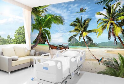 3D Coconut Tree Bird O3743 Business Wallpaper Wall Mural Self-adhesive Commerce