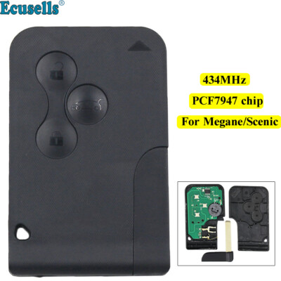 Smart Card Remote Key 3 Buttons 433MHz Chip for Renault Megane Scenic ID46