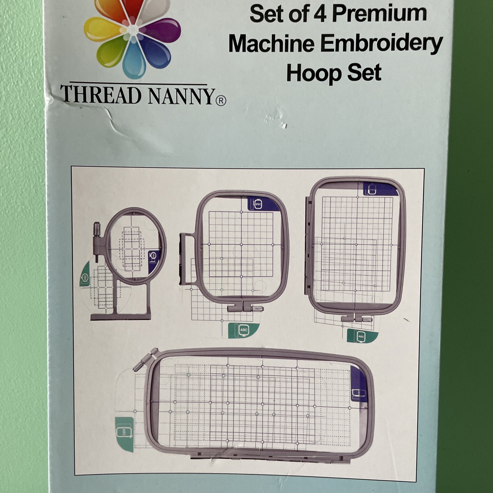 Thread Nanny Set Of 4 Premium Machine Embroidery Hoop Set Grids eBay
