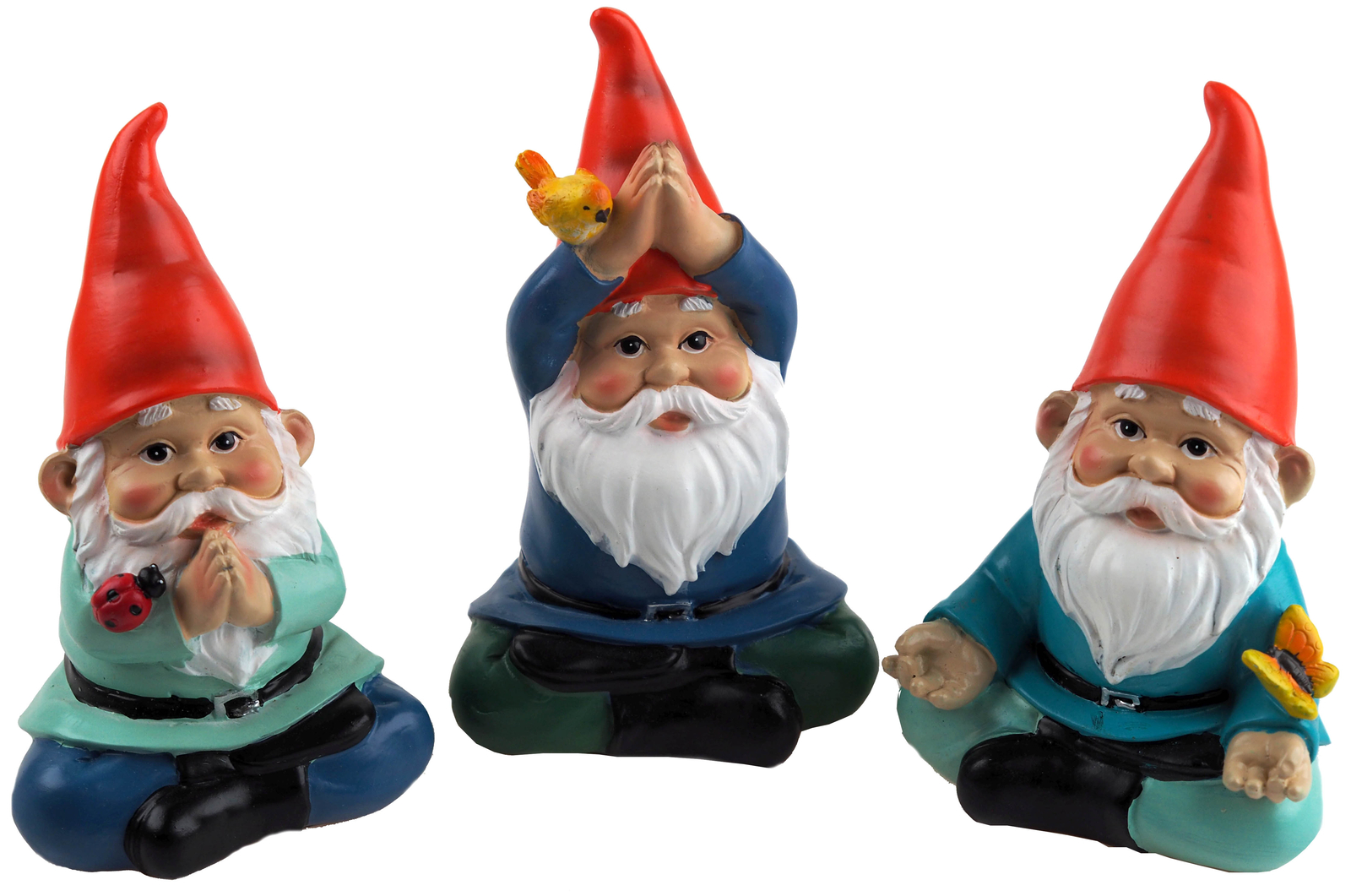 Yoga Meditating Novelty Gnomes Garden Ornaments 17cm Figurines  - Set of 3