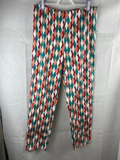 Collectif Trousers Size UK 18 XXL EU44 US14 50s Bonnie Atomic Harlequin Red Jade