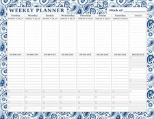 Magnetic Weekly Calendar - 52 Undated Sheets - Notepad Desk Pad - Edition 009 