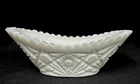 Vtg White Milk Glass Banana Boat Dish Bowl ~ Starburst Pattern Sawtooth Rim
