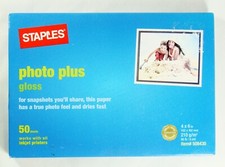 NEW Staples Photo Plus Gloss 4x6 8 mil Photo Paper 50 Sheet Box SEALED