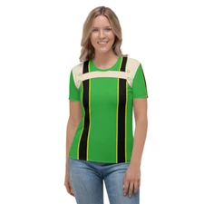 Froggy Hero Women's T-shirt Green Black Stripes Anime Cosplay Costume Halloween