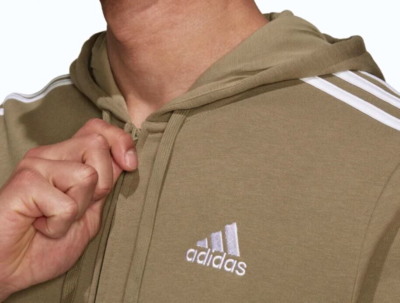 adidas Men's Essentials Fleece 3-Stripes Full-Zip Hoodie H12169 | eBay