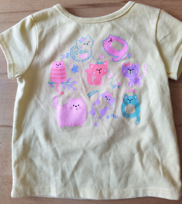 Shirt Blüschen  Gr. 12 Monate kurzärmlig mit Katzen gelb  Baumwolle Garanimals