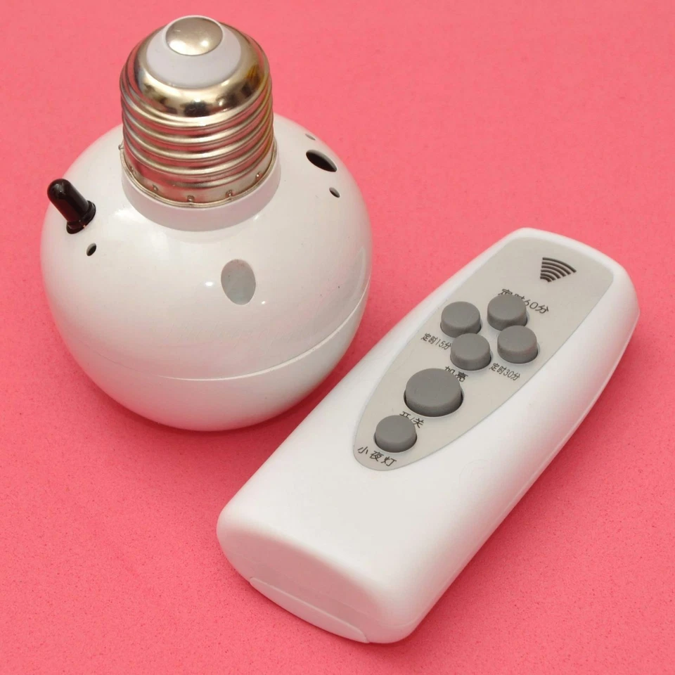 Wireless IR Remote Control E27 Light Bulb Holder Dimmable Timer Night Light Base - Image 4 of 4