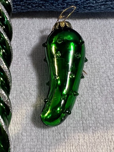 Christmas ornaments set of 3 glass twist icicle french fries & pickle PO5372 - Bild 4 von 8