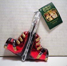 Glass Christmas Ornament Old World Christmas Ski Boots 4" C5 020123WFR2