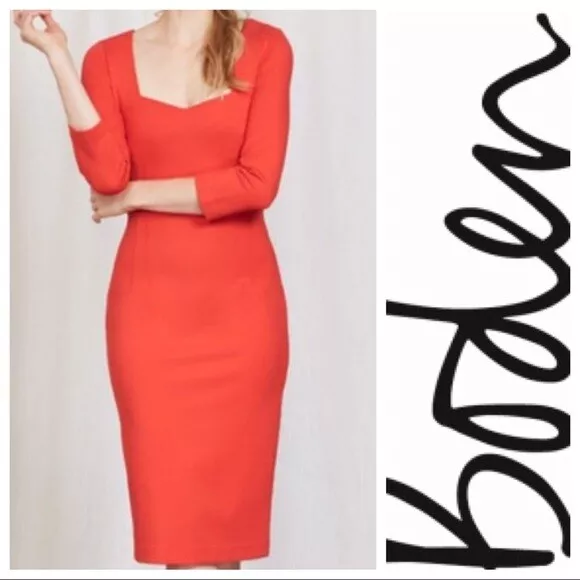 Boden Rebecca Ponte Red Dress 4L Stunning eBay