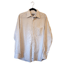 Johnston  Murphy Orange  Blue Striped Button Down Shirt