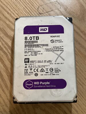 WD80PURZ-85YNPY0  2W10114   WESTERN DIGITAL SATA 8TB 