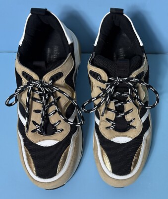 MINELLI Sneakers Womens Eur39 Trail Running Shoes Tan/Black/White/Gold - NEW!
