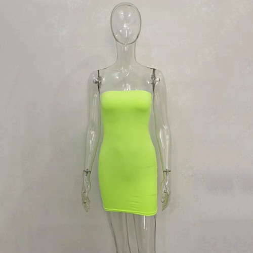 Sexy Off Shoulder Tube Dress Solid 2024 New Summer Women Bodycon Strapless Dress - Picture 19 of 30