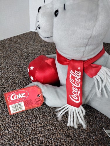 Vintage Coca Cola Baby Seal Plush W/ Star Ball & Scarf Soft Stuffed Toy 1992 14" - Picture 5 of 13