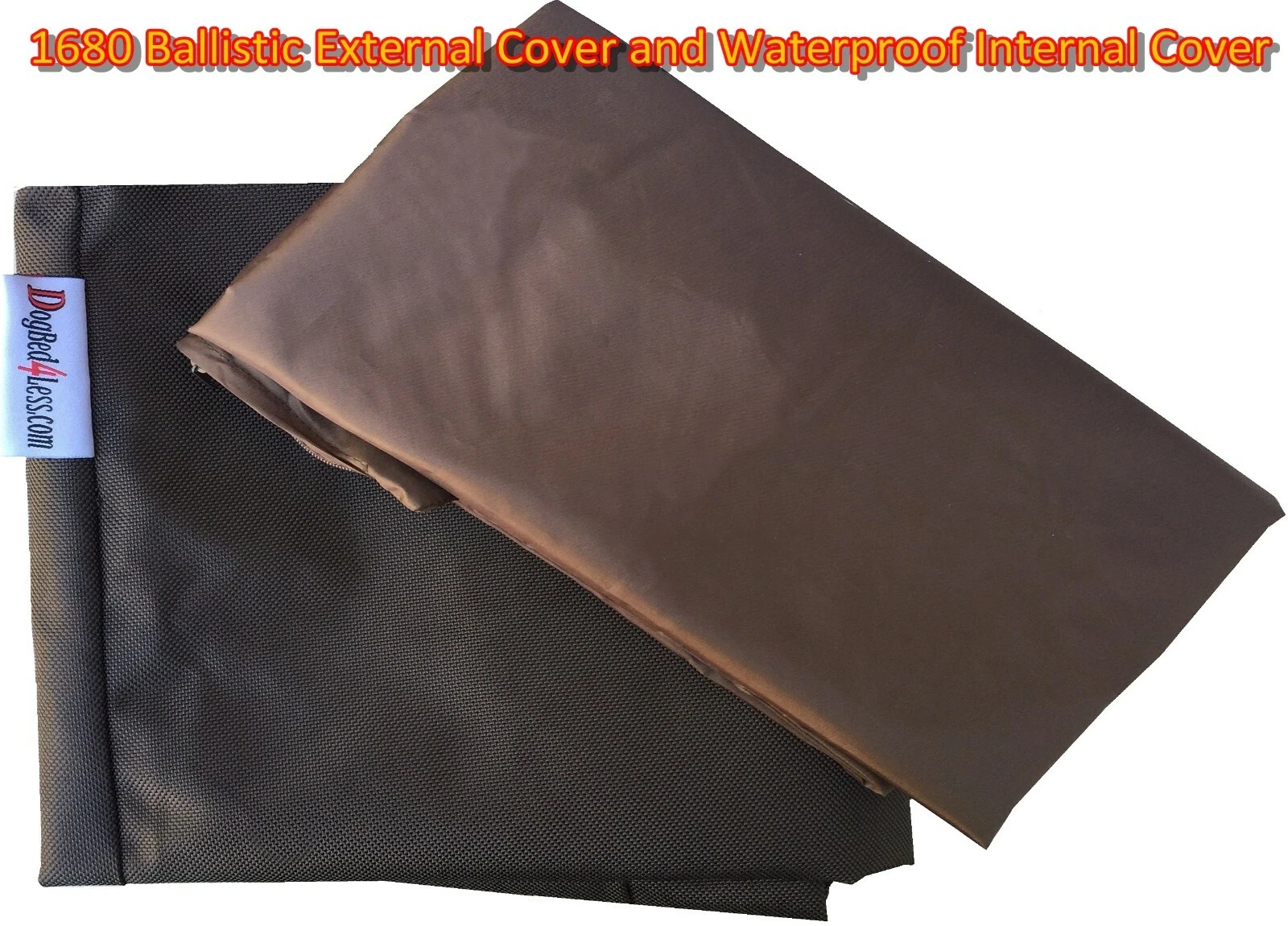 BROWN NYLON COVER + INTERNAL WATERPROOF DUVET CASE FOR DOG PET BED PILLOW