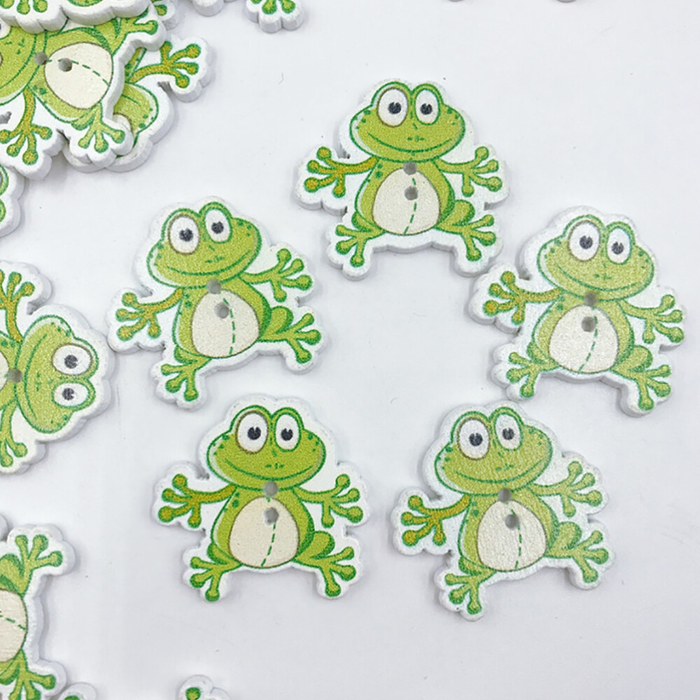 100 Pcs Sewing Buttons Wooden Frogs Sheep Child Animal Crafts eBay