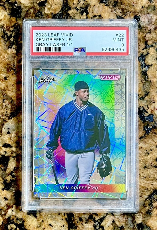 2023 Leaf Vivid KEN GRIFFEY JR. Gray Laser 1/1 Card #22 - PSA 9 MINT