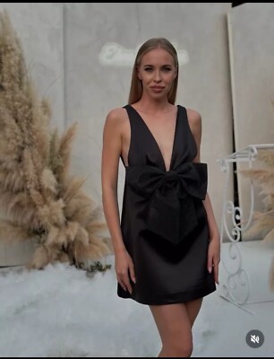 ZARA NWT XS, S, M, WOMAN RHINESTONE BOW MINI DRESS BLACK | 4772/228 | eBay