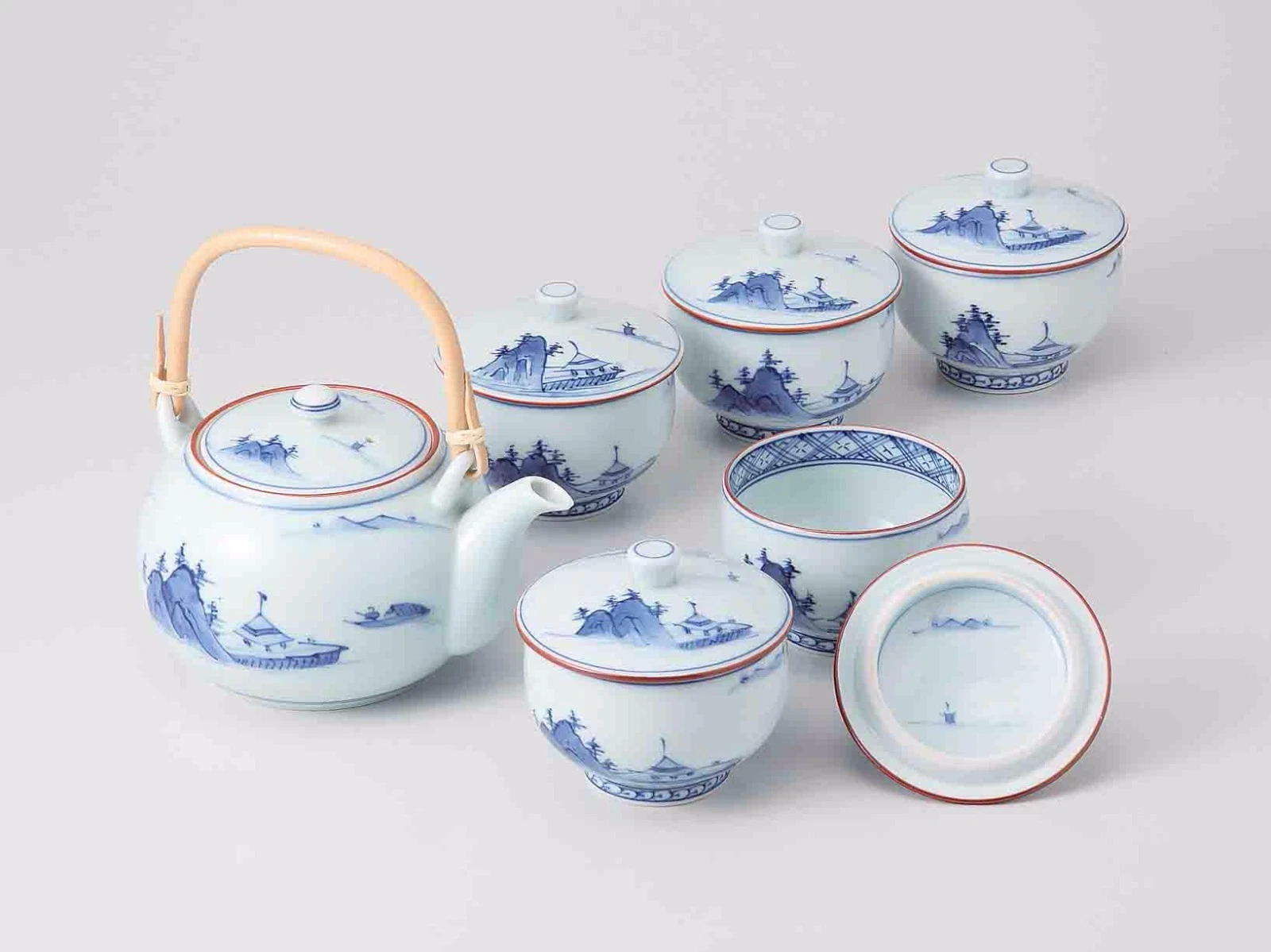 Hasami Porcelain Korin Landscape Kyusu Tea Set