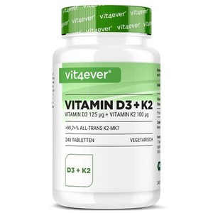 Vitamine D3 5000 IU & Vitamine K2 100mcg 240 Comprimé MK-7 Menachinon-7 D3 I.E.