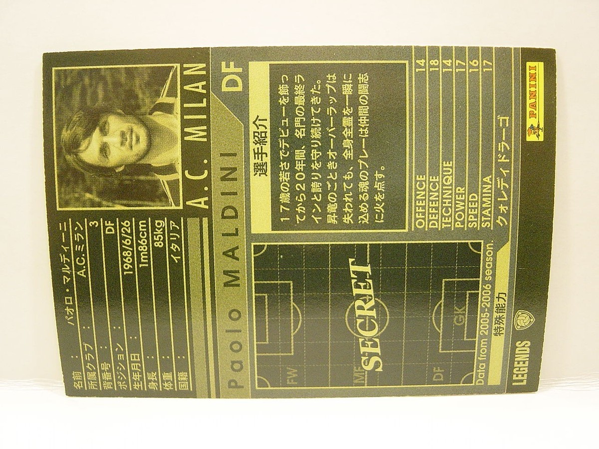 wccf     ATLE     リトバルスキー Panini WCCF 2005-06 LE Paolo Maldini 1968 Italy No.3 AC