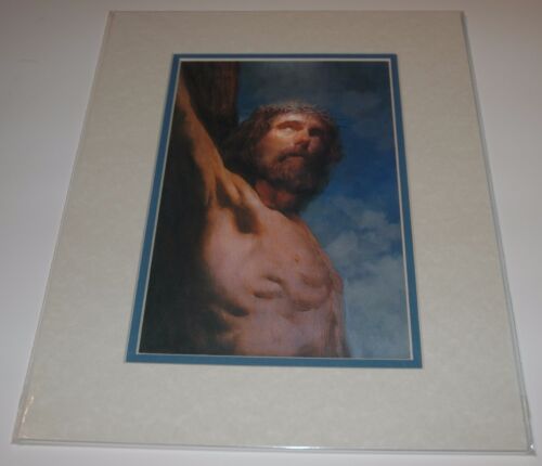 Morgan Weistling THE CRUCIFIXION - 20x16 double matted Easter art Jesus on cross - Picture 2 of 2