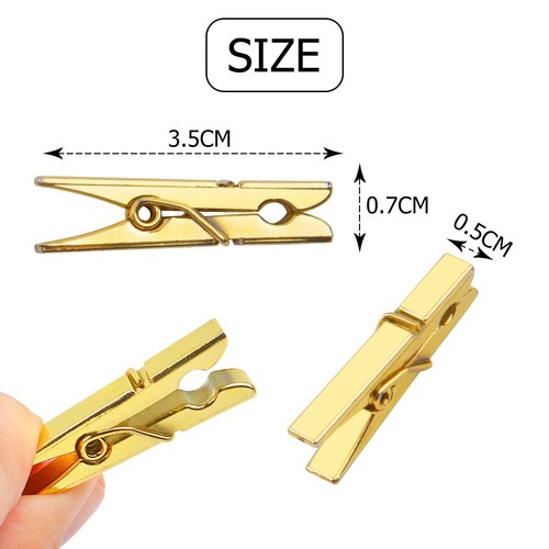 50 Gold Mini Plastic Photo Clips for Office Home Arts & Crafts - Picture 3 of 7
