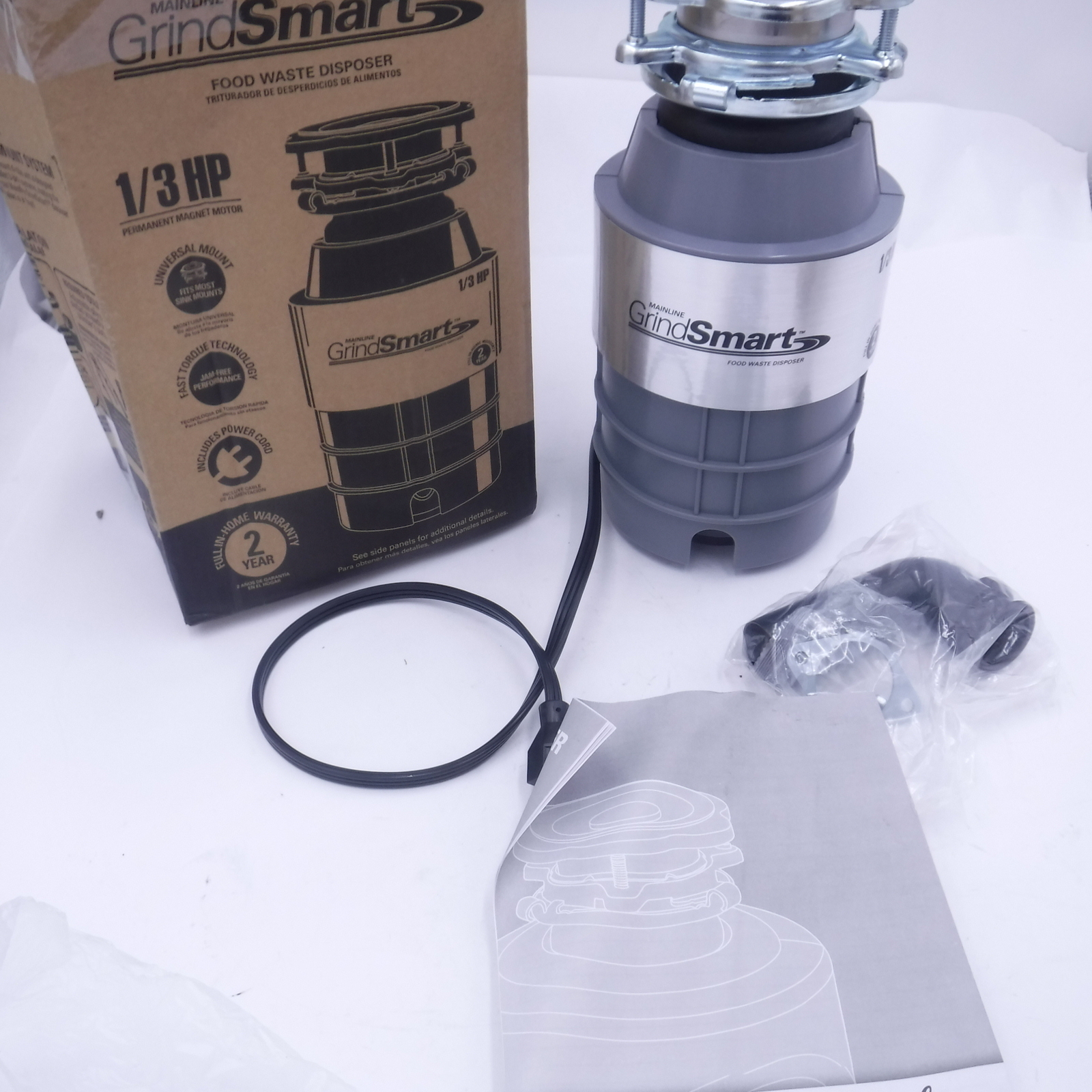 MAINLINE GRINDSMART FOOD WASTE DISPOSER MLGS13C 1/3 HP W / CORD (E