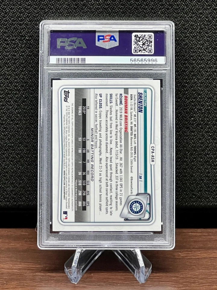 AUSTIN SHENTON 2020 Bowman Chrome 1st Rookie Auto Purple Refractor #/250 PSA 9 - Image 3 of 4