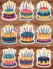 Birthday Cake Die Cut Vinyl Stickers Set Scrapbooking Laptop Waterbottle