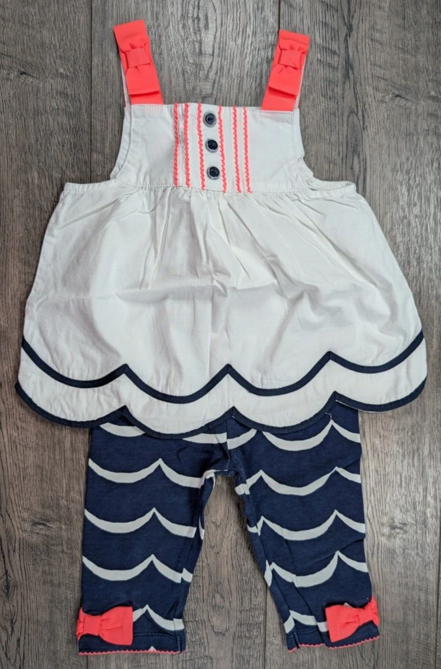 Baby Girl Clothes Gymboree 12-18 Month 2pc Wavy Navy Outfit