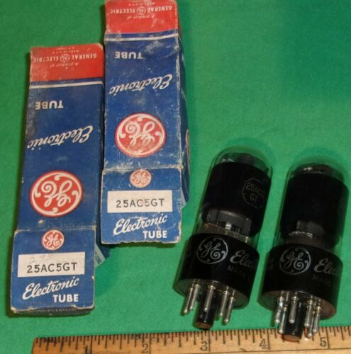 (2) NOS 25AC5GT Audio Triode Gen'l Elec. Clean! Tested OK! Smoked Glass (1959) - Picture 1 of 3