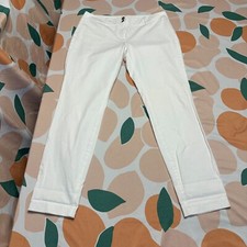 Eileen Fisher Organic Cotton Stretch Pants Women's 10 White Straight Leg